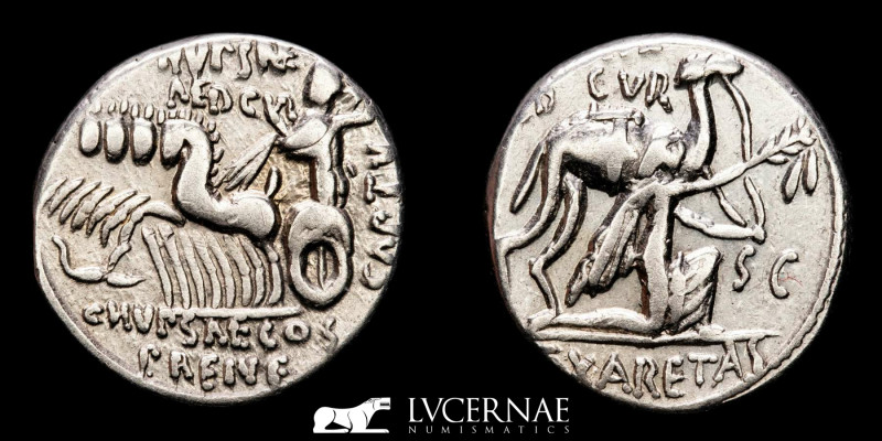 Roman Republic - M. Aemilius Scaurus and P. Plautius Hypsaeus silver denarius (3...