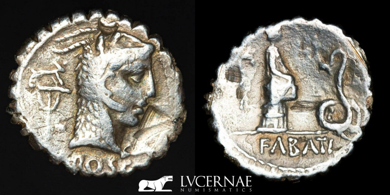 Roman Republic - L. Roscius Fabatus silver denarius (3.73 g. 18 mm.) minted in R...