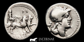 M. Volteius M. f. Silver Denarius 3.74 g. 19 mm. Rome 75 B.C. Good very fine
