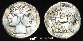 Anonymous  Silver quadrigatus 6,32 g. 24 mm. Rome 209 -200 B.C.  Good very fine (MBC)