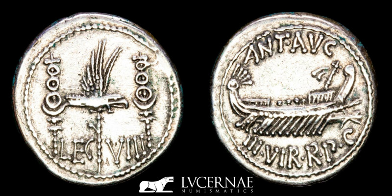 Roman Republic - Mark Antony. 32-31 BC. Silver Legionary Denarius (3.77 g.18 mm)...