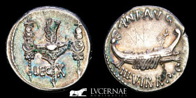 MARK ANTONY Silver Denarius 3.50 g. 18 mm. mint moving 32-31 BC Good very fine