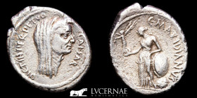 Julius Caesar - C Cossutius Silver Denarius 3.55 g. 20 mm. Rome 44 BC. Good very fine (MBC)