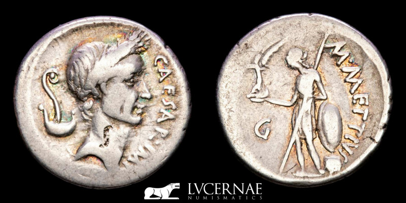 Roman Republic (Imperatorial) - Julius Caesar - Marcus Mettius.
Silver Denarius...