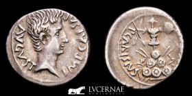 Augustus & P. Carisius Silver Denarius 3.63 g. 19 mm. Emerita 23 B.C. Good very fine (MBC)