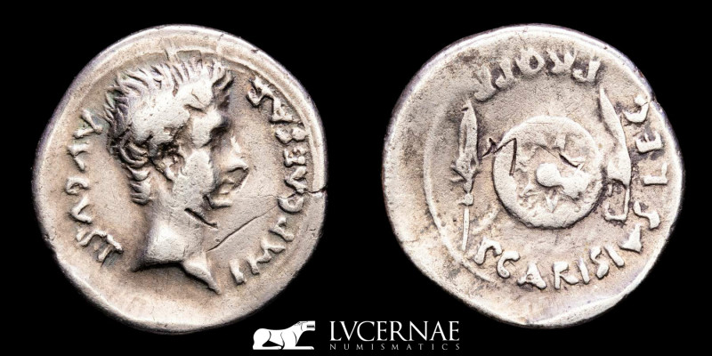 Roman Empire - Augustus - Silver Denarius. Emerita, 23 BC. P. Carisius, legate. ...