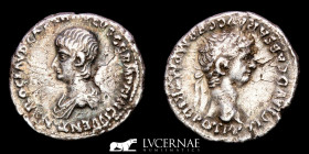 Nero Caesar & Claudius Silver AR Denarius 3,48 g. 19 mm. Rome 50-54 A.D. Good very fine (MBC)