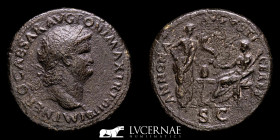 Nero Bronze Sestertius 28.28 g., 35 mm. Lugdunum 66 A.D. Near extremely fine