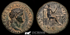Nero 54-68 A.D. Bronze Dupondius 13.00 g., 29 mm. Lugdunum 67 A.D. Good very fine