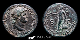 Nero (54-68) Bronze Dupondius 13.02 g., 28 mm. Lugdunum 66 A.D. Near extremely fine