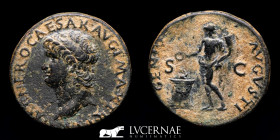 Nero (54-68 A.D.) Bronze As 10.94 g., 28 mm. Lugdunum 66 A.D. Good very fine