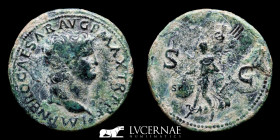 Nero Bronze As 9.97 g., 29 mm. Lugdunum 66 A.D. Good very fine