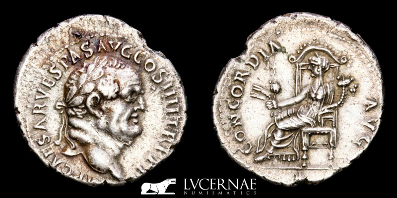 Roman Empire - Vespasian (AD 69 - 79) - Silver denarius (3.27 g. 20 mm.) - From ...