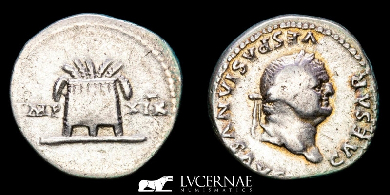 Roman Empire - Vespasian (69 - 79 A.D.) Silver denarius, (3,49 g. 18 mm.) minted...