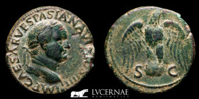 Vespasian Bronze As 12.94 g., 28 mm. Lugdunum 72 A.D. Good very fine