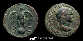 Vespasian (69-79) Bronze As 10.56 g., 28 mm. Lugdunum 72 AD. Good very fine