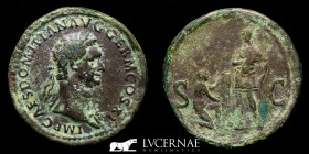 Domitian Bronze Sestertius 24.81 g., 35 mm. Rome 85 A.D. Good very fine
