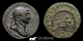 Trajan Bronze Sestertius 23.38 g., 32 mm. Rome 98-117 A.D. Good very fine