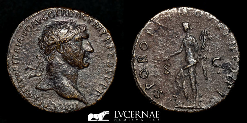 Roman Empire - Trajan (AD 98-117)
Bronze Sestertius, (25.75g, 33mm) - Minted in ...