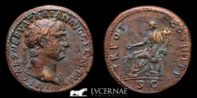 Trajan Bronze Sestertius 26.93 g., 34 mm. Rome 101-102 A.D Good very fine