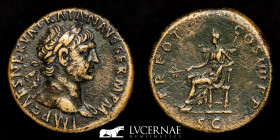 Trajan Bronze Sestertius 25,28 g., 33 mm. Rome 101-102 A.D. Good very fine
