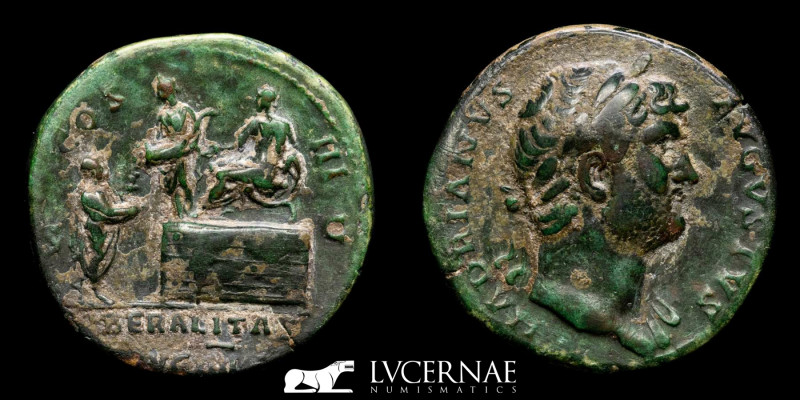 Roman Empire - Hadrian (117-138 A.D.) Æ Sestertius. Rome, AD 125-127. 

HADRIANV...