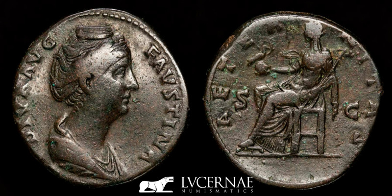 Roman Empire - Diva Faustina I (wife of A. Pius) Æ Sestertius (22.94g, 31mm.). R...