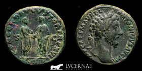 Marcus Aurelius Bronze Sestertius 27,26 g., 31 mm. Rome 161/2 AD. Good very fine