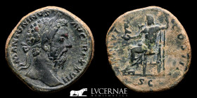 Marcus Aurelius Bronze Sestertius 26.33 g., 32 mm. Rome 173 A.D. Good very fine