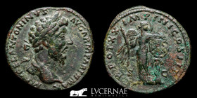 Marcus Aurelius Bronze Sestertius 23.41 g., 31 mm. Rome 166 A.D. Good very fine