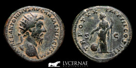 M. Aurelius Bronze Dupondius 13.76 g., 27 mm. Rome 165 AD Good very fine
