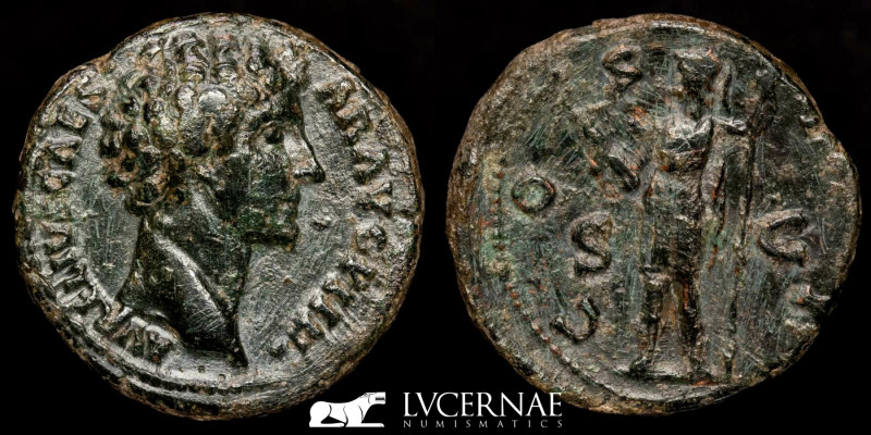 Roman Empire - Marcus Aurelius, as Caesar, Æ Dupondius. Rome, AD 145. 

AVRELIVS...