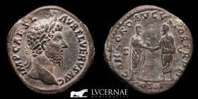 Lucius Verus  Bronze Sestertius 22,81 g., 36 mm. Rome 161 A.D. Good very fine