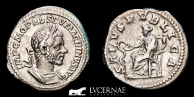 Macrinus Silver AR Denarius 3.16 g. 19 mm. Rome 217-218 A.D. Near Extremely fine (EBC)