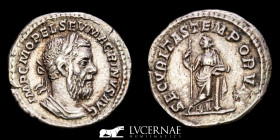 Macrinus Silver Denarius 2.81 g. 19 mm. Rome 217-218 A.D. Near extremely fine