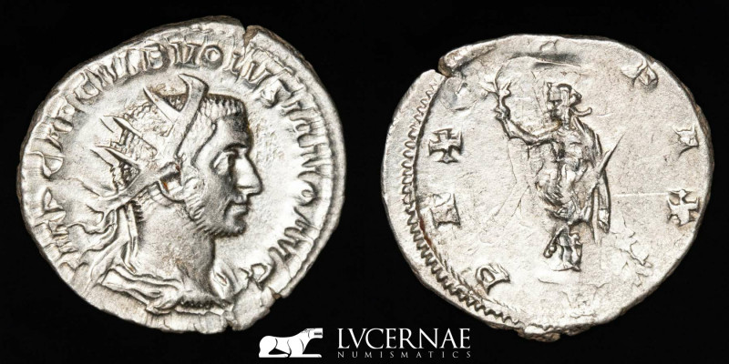 Roman Empire - Volusian (251-253 A.D.) Interesting double struck in Silver anton...