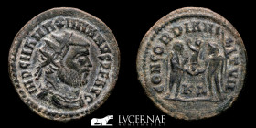 Maximianus Æ Bronze Radiate Follis 3.92 g. 23 mm. Cyzicus 286-305 AD Good Fine