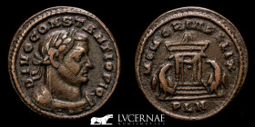 Divo Constantius I Bronze Follis 6.89 g. 25 mm. Londinum + 306 Extremely fine (EBC)