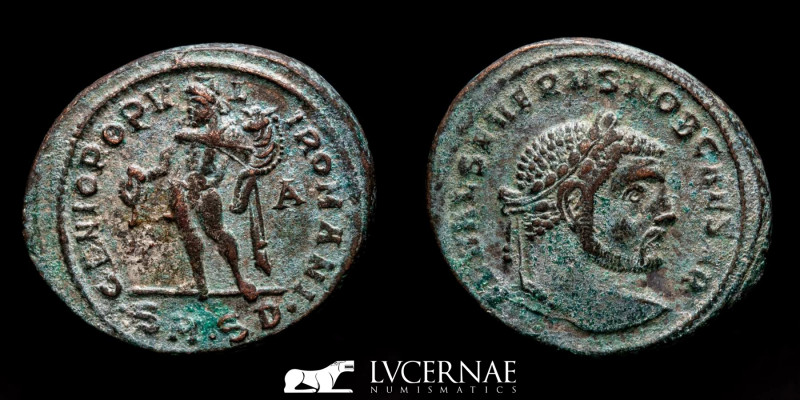 Roman Empire - Severus II - Silvered AE Follis (11.38 g., 29 mm. ). 305-306 AD. ...