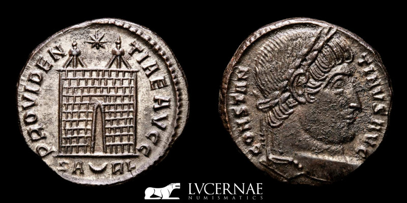 Roman Empire. - Constantine I, (310-337 A.D.) - Æ Silvered Follis. (3.45 g. 19 m...