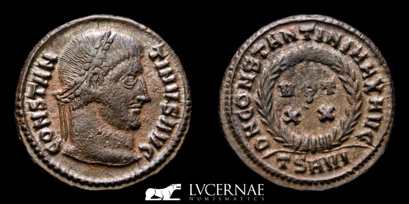 Roman Empire - Constantine I (307-337 A.D.). 
Æ Silvered Bronze Follis. (2.68 gr...