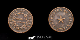 Chile Copper 1 Centavo 5 g • ⌀ 24 mm Santiago 1853 Very fine (MBC)