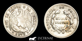 Scarce - Chile Silver 1/2 Decimo 1.16 g • ⌀ 15.50 mm Santiago So 1878 Very Fine