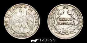 Scarce - Chile Silver 1/2 Decimo 1.16 g • ⌀ 15.50 mm Santiago So 1892 Very Fine