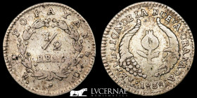 Colombia Silver .900 1/2 Real 1.26 g., 15.5mm Popayan 1838 RU good very fine