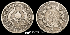 Colombia Silver .900 1/2 Real 1.26 g., 15.5mm Popayan 1846 UE good very fine