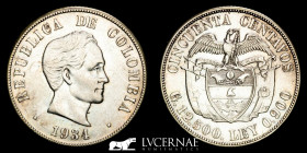 Colombia Silver 0.900 50 Centavos 12.5 g – ø 30 mm San Fransisco 1934 Good very fine