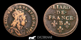 France Luis XIV Copper Liard 3.53 g., 22 mm. Acquigny Castle 1655 Good very fine (MBC+)