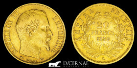 France - Napoleon III Gold .900 20 Francs 6.42 g. 21 mm. Paris 1859-R Good very fine (MBC+)