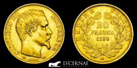 France - Napoleon III Gold .900 20 Francs 6.42 g. 21 mm. Strasbourg 1859 Good very fine (MBC+)